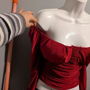 Different colors off shoulder blouse